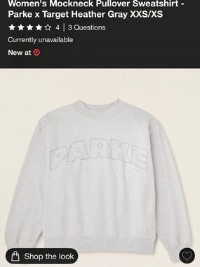Parke X Target Heather Gray Mockneck Pullover Sweatshirt with Logo